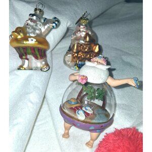 Santa Beach-Themed Glass Ornaments By Katherine’s Collection Set Of 3 Hand-Paint